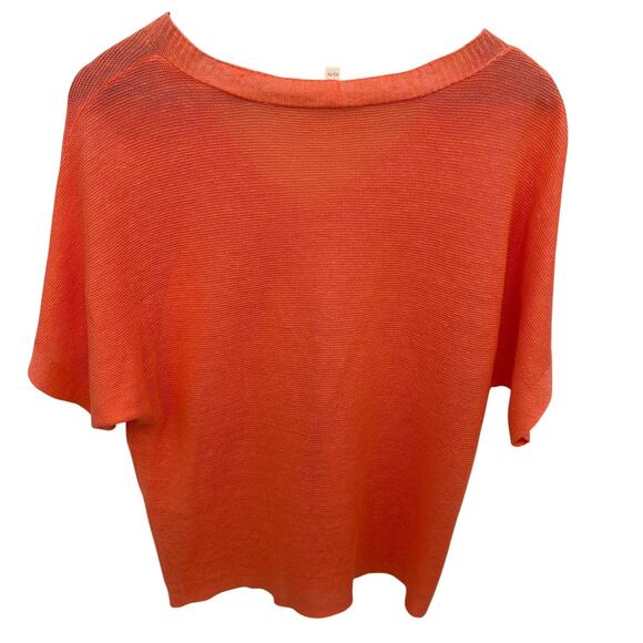 EILEEN FISHER Coral Orange V Neck 100% Organic Linen Top // XS - Picture 7 of 7